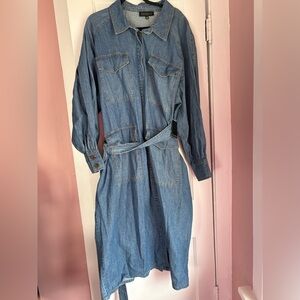 NWT Eloquii Denim Utility Shirt Dress Belted Size 26 Plus Size